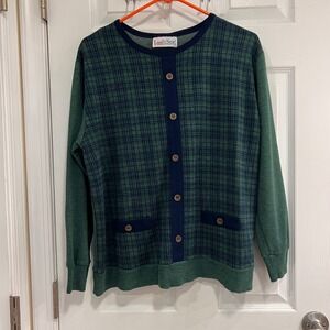 Land n Sea‎ Green Plaid Sweater